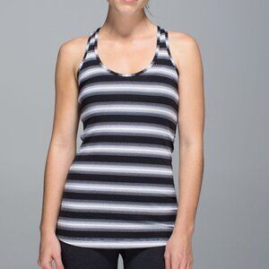 Lululemon Women's Black White Striped Cool Racerback Tank Top Size 4